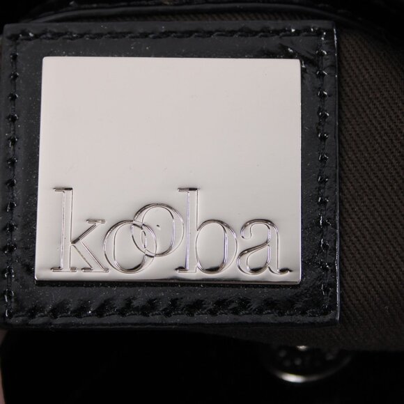 Kooba Purse 18 x 11 x 5 Black Silver Inner Pockets Shoulder Patent Leather Purse - Picture 11 of 13